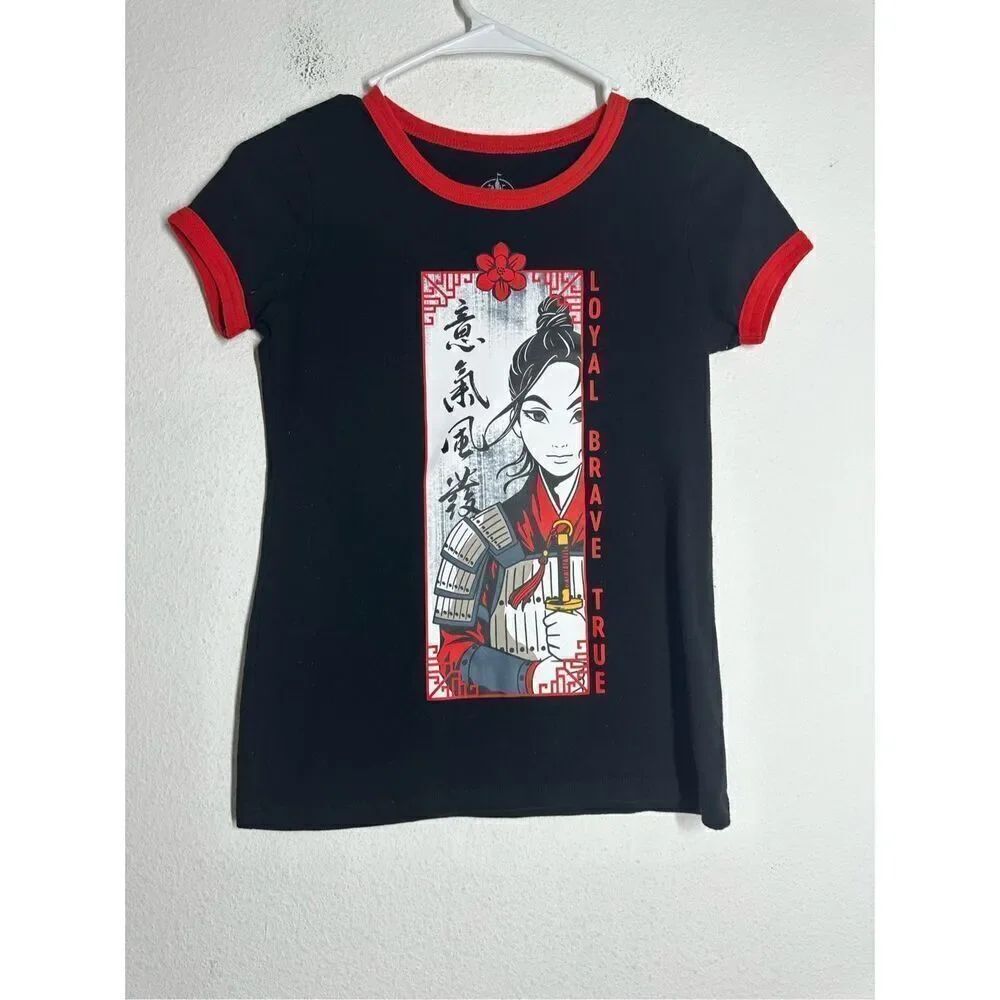 Disney Milan Royal Brave True Youth L Girls T-shirt Cotton Blend Black Red